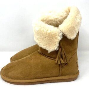 Apres by Lamo Fur Lined Boots with Tassle Tan Chestnut Size 7
